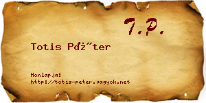 Totis Péter névjegykártya